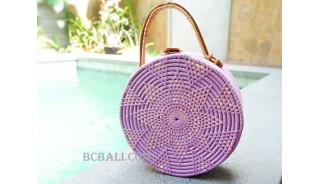 unique circle handbag rattan syntethic purple